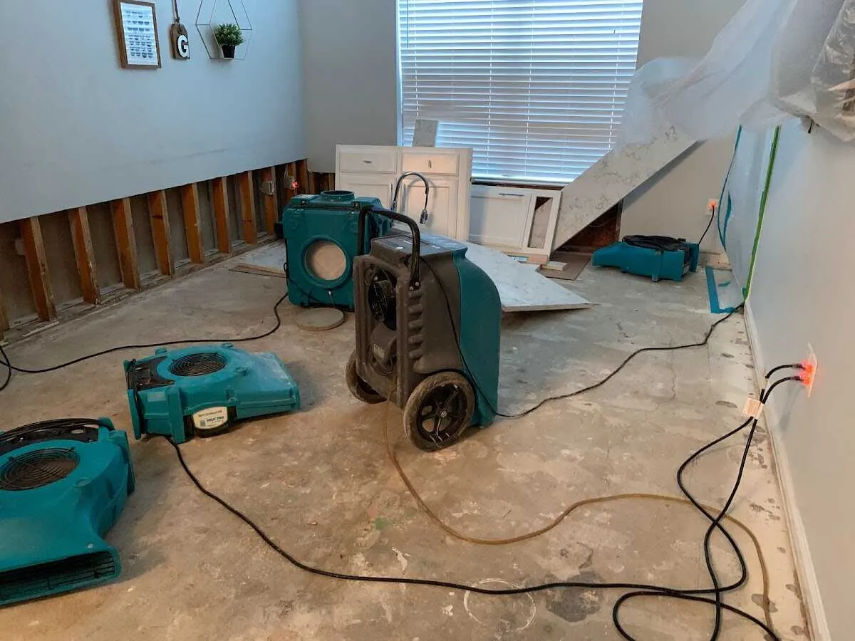Dehumidifier in flood-cut room for Water Damage Restoration in Franklin Park